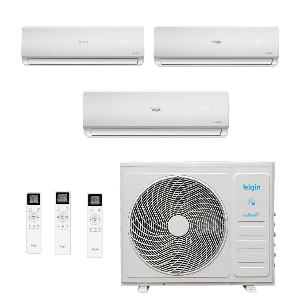 Ar Condicionado Tri Split Inverter Elgin Total Plus 27000 BTUs (9000+9000+12000) Quente/Frio 220V