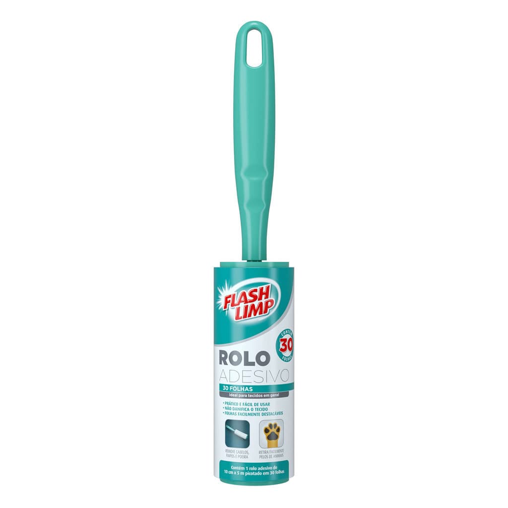 Rolo adesivo Flash Limp 30 folhas para limpeza de pelos de animais