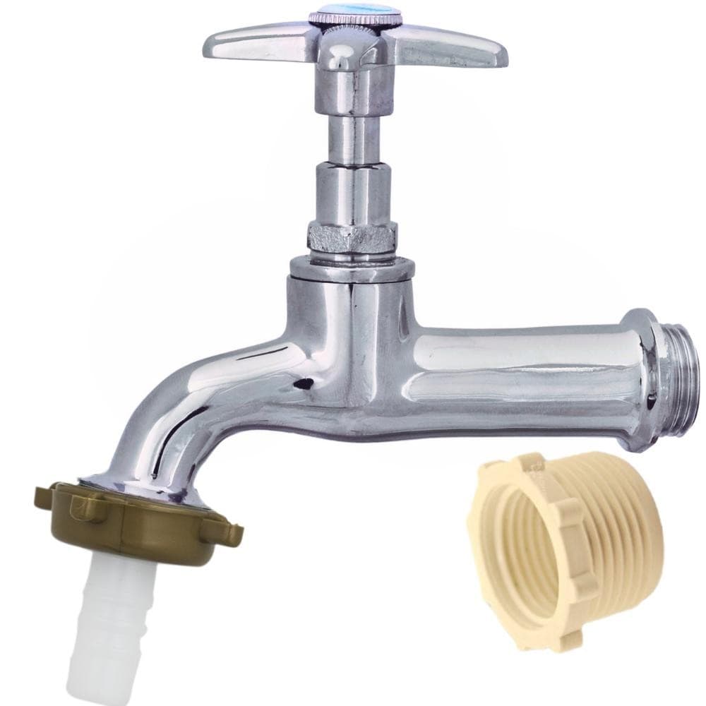 Torneira De Jardim Longa Lavanderia Tanque De Bico Mangueira Metal Cromada 1/2X3/4 Polegada Iguatemi