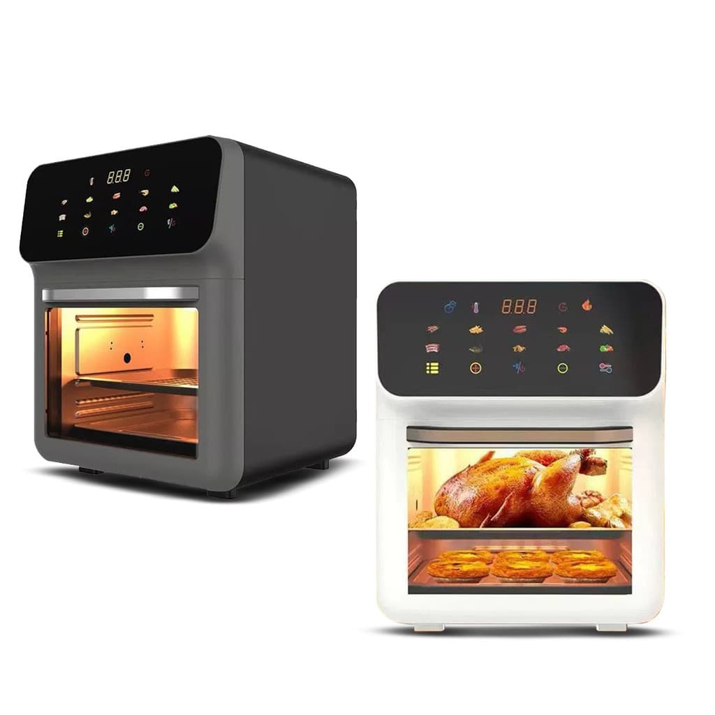 Fritadeira de ar quente com forno 10 litros 1000W sem óleo ar quente 220V, preto e branco