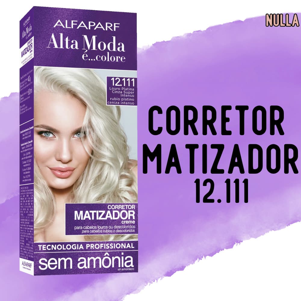 Tintura Corretor MATIZADOR Louro Platina Cinza Super Intenso 12.111 Altamoda Alfaparf Creme
