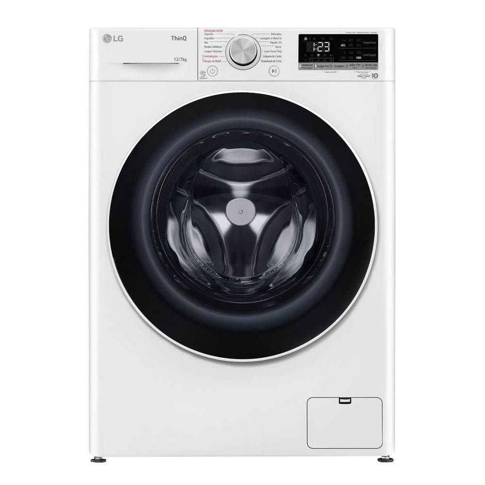 Máquina de lavar e secar roupa LG VC4 12Kg CV5012WC4 Wi-Fi branca