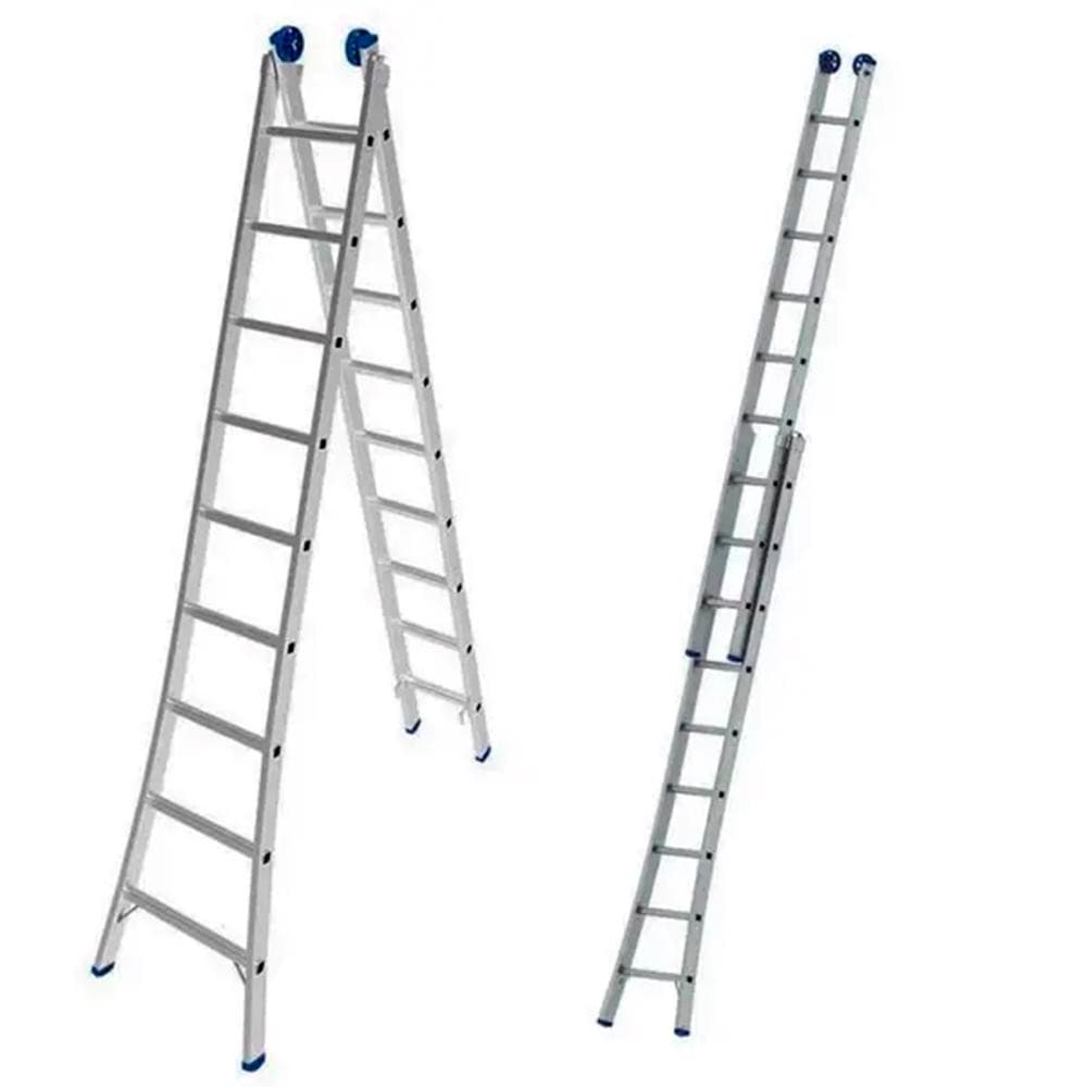 Escadas de alumínio extensivas 2x9 degraus 2,81x4,50 metros EVALD