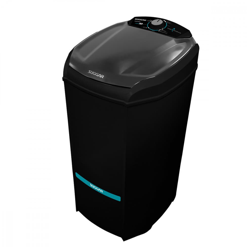 Lavadora de Roupas LE1021BR Lavamax New Eco 10kg Suggar - preta e cinza com detalhes em azul