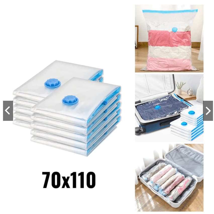 Kit de sacos a vácuo de ar grandes para guardar e organizar roupas e edredom, 70x110 cm