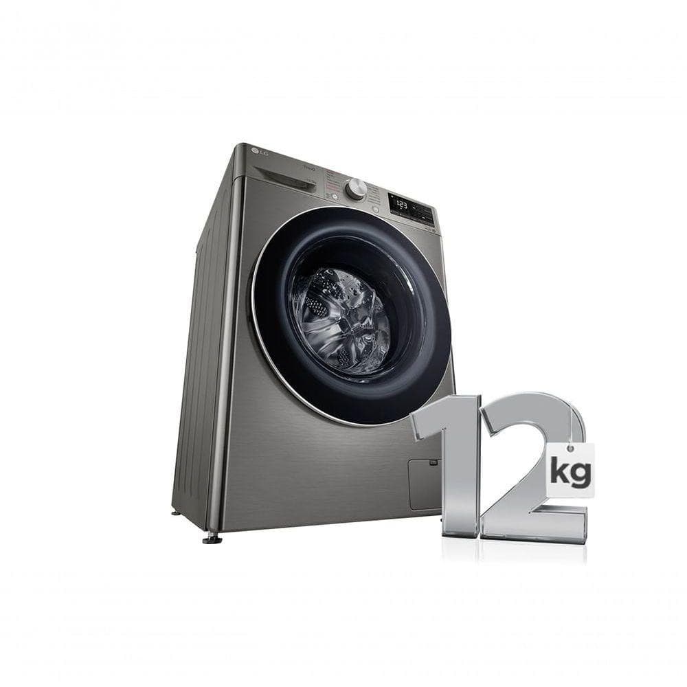 Máquina de lavar e secar roupas inteligente LG VC4 12kg, aço inoxidável, inteligência artificial AIDD