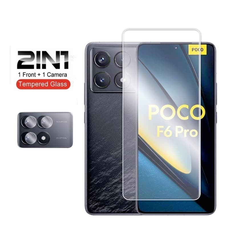Kit de proteção para Xiaomi Poco F6 Pro com vidro temperado transparente e frontal