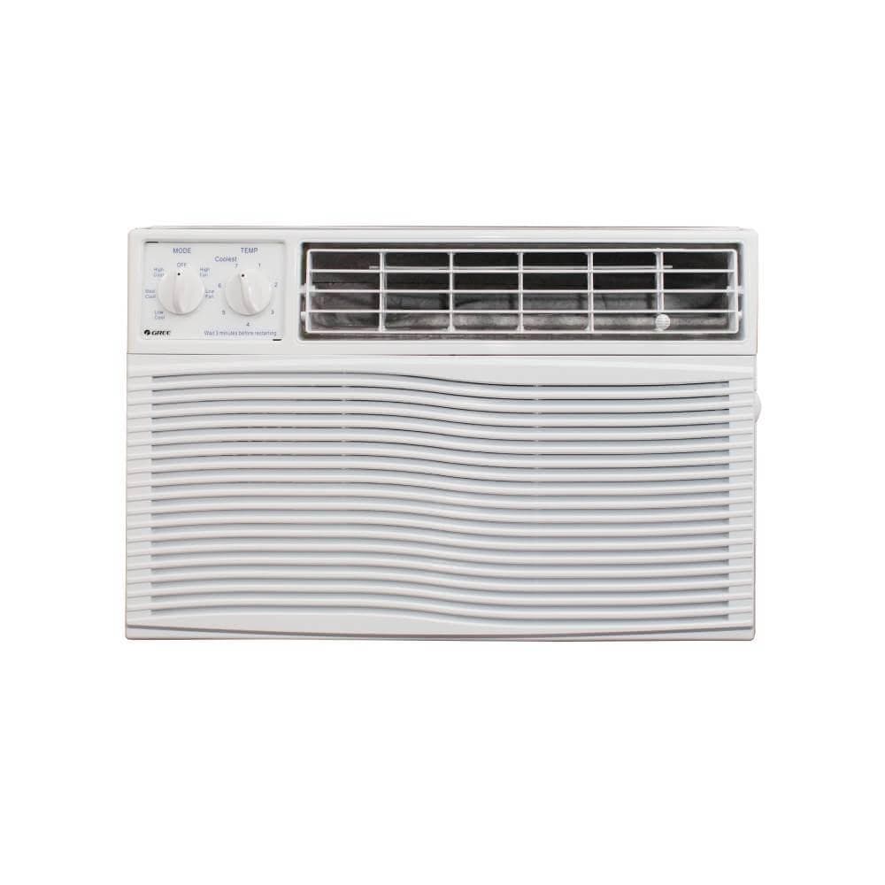 Ar condicionado de janela branco Gree 21000 BTUs, controle frontal, grade preta