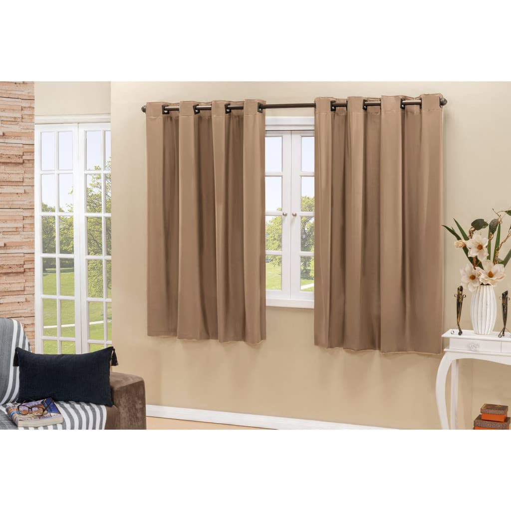 Cortinas blackout marrom para janela, kit com varão incluso, fundo de paisagem verde e azul