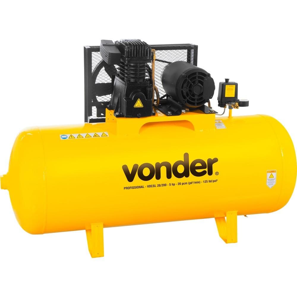 Compresor de Ar Vdcsl 20/200 Trifásico 220V/380V Vonder Amarelo