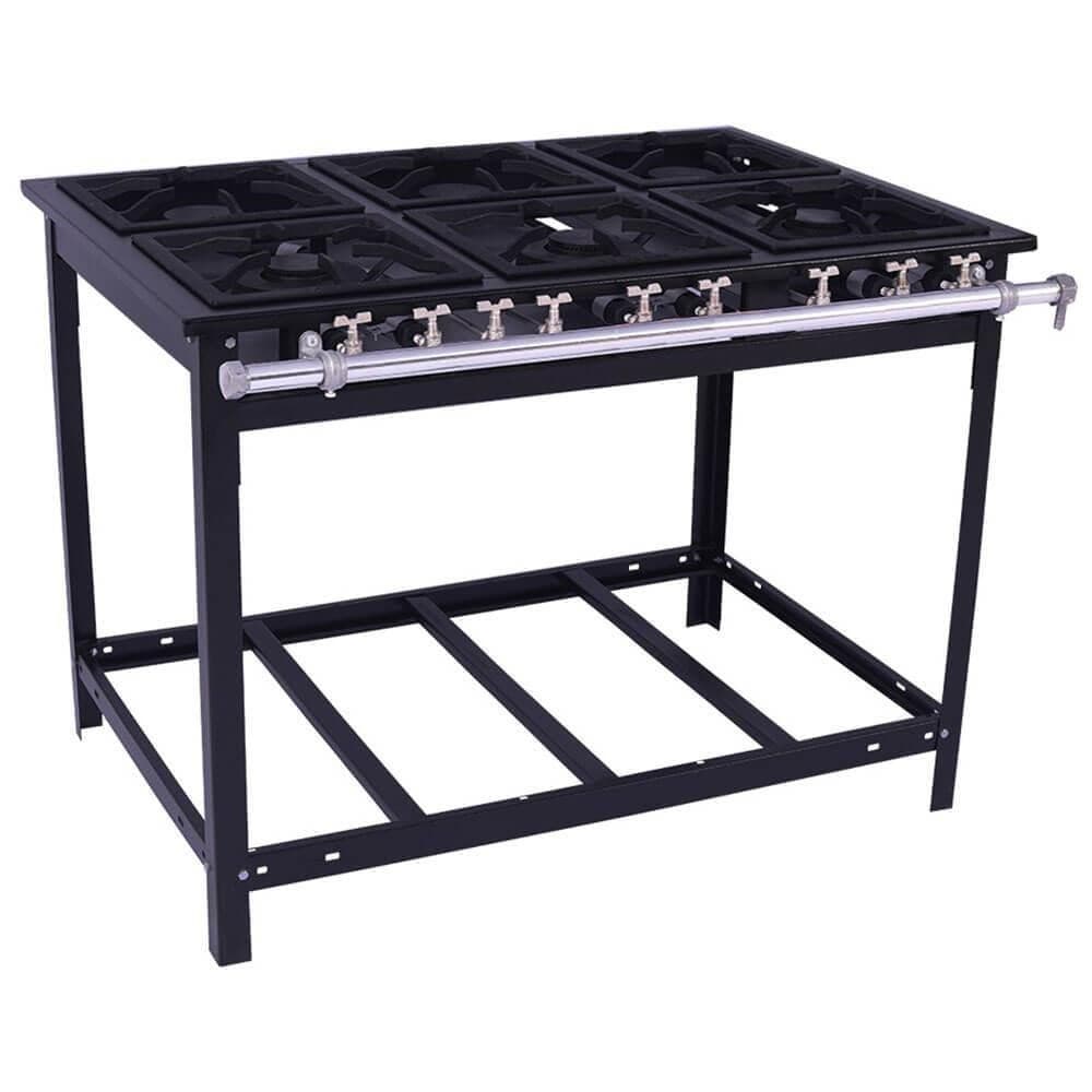 Fogão Industrial Venâncio A Gás Glp 6 Bocas - 3 Simples 3 Duplas 30x30 Parede E6 14804