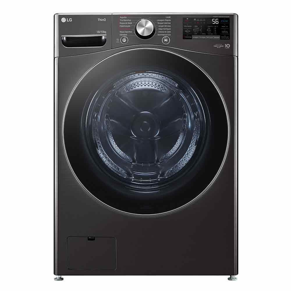 Máquina de lavar e secar roupa LG Smart WD18BV 18Kg preto e inox