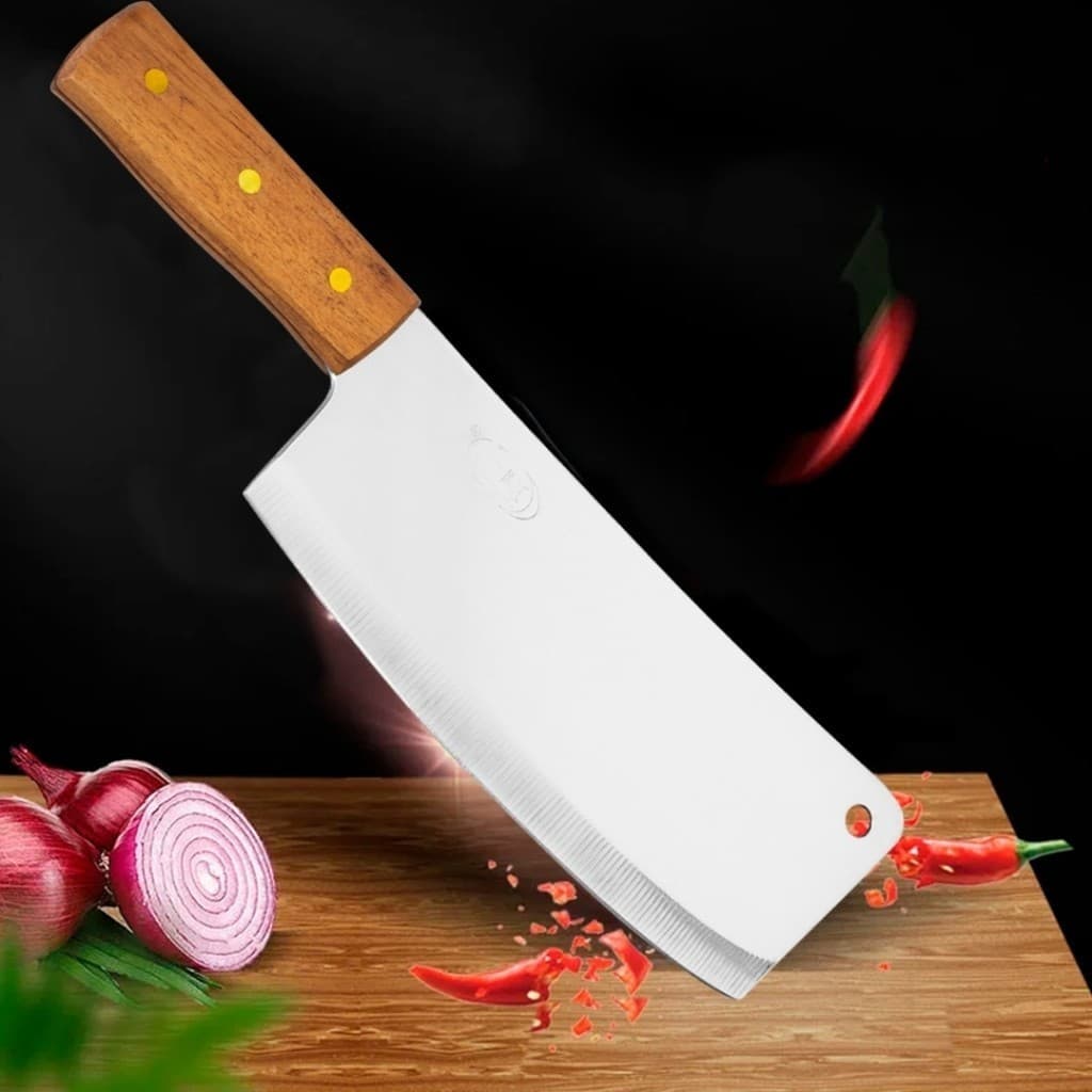 Faca Cutelo 29cm Profissional Cabo De Madeira açougueiro Machadinha