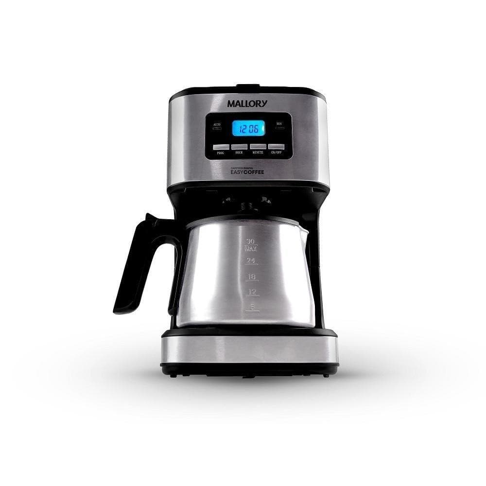 Cafeteira Elétrica Mallory 1,5 Litros Easy Coffee Preto E Inox - 110V com jarra de aço inoxidável