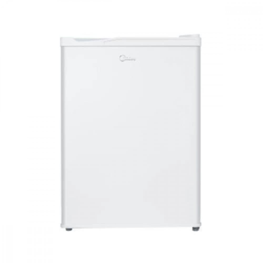 Frigobar pequeno branco com logo da marca Ocean, ângulo frontal