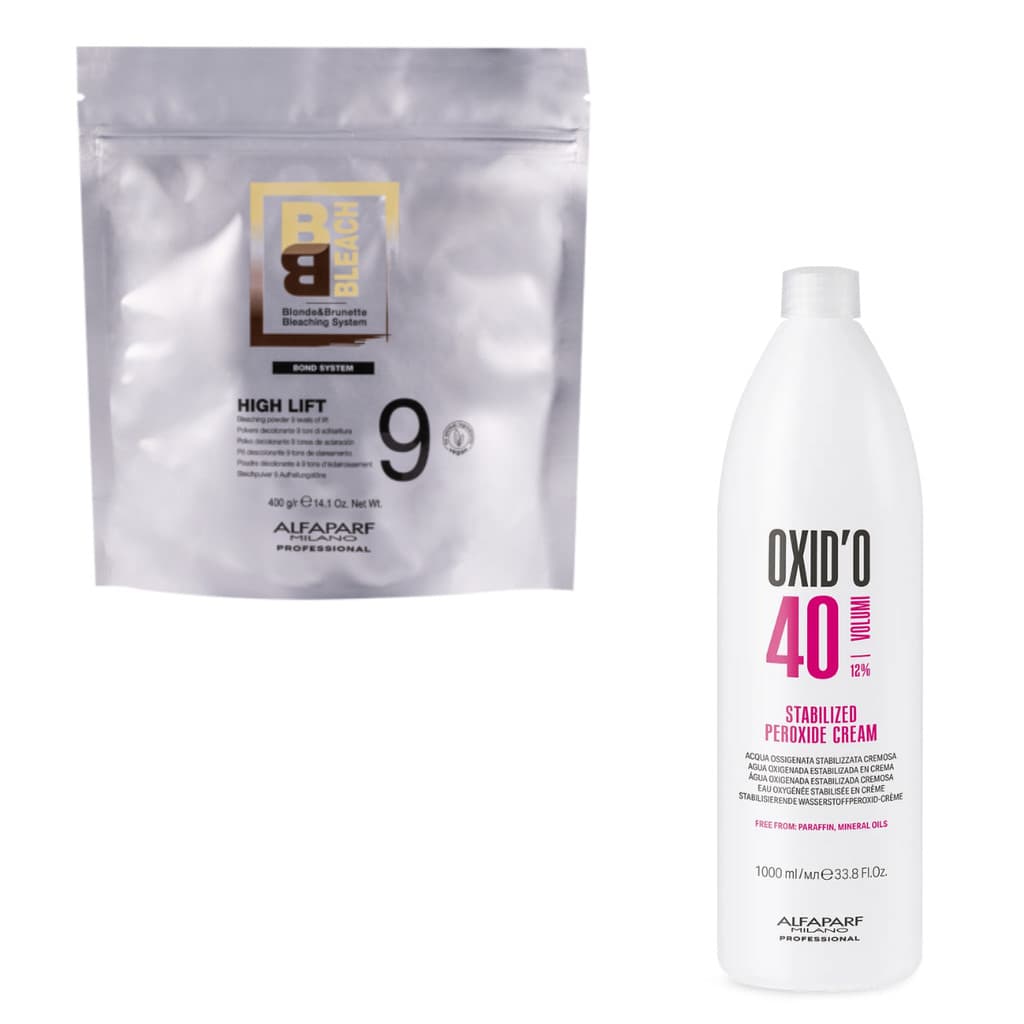 Pó Descolorante 9 Tons Alfaparf 400g + Ox 40v Litro