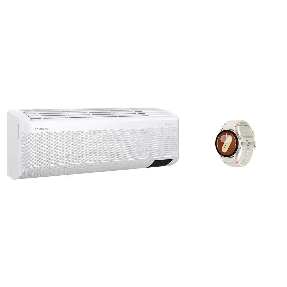 Ar condicionado split inverter Samsung WindFree PowerVolt branco e 12.000 BTUs com relógio Galaxy Watch7 BT 40mm