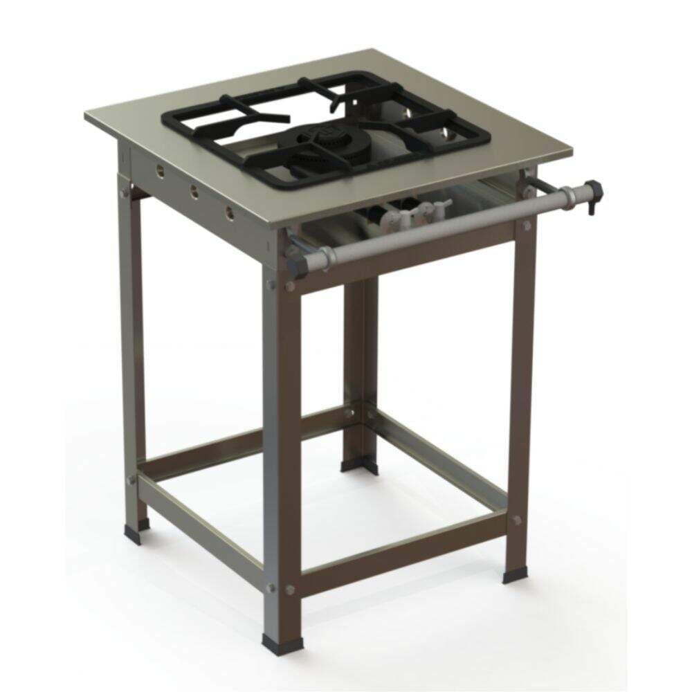 Fogão Industrial Inox 30x30 P7 1 Boca Baixa Pressão QD JS Martins