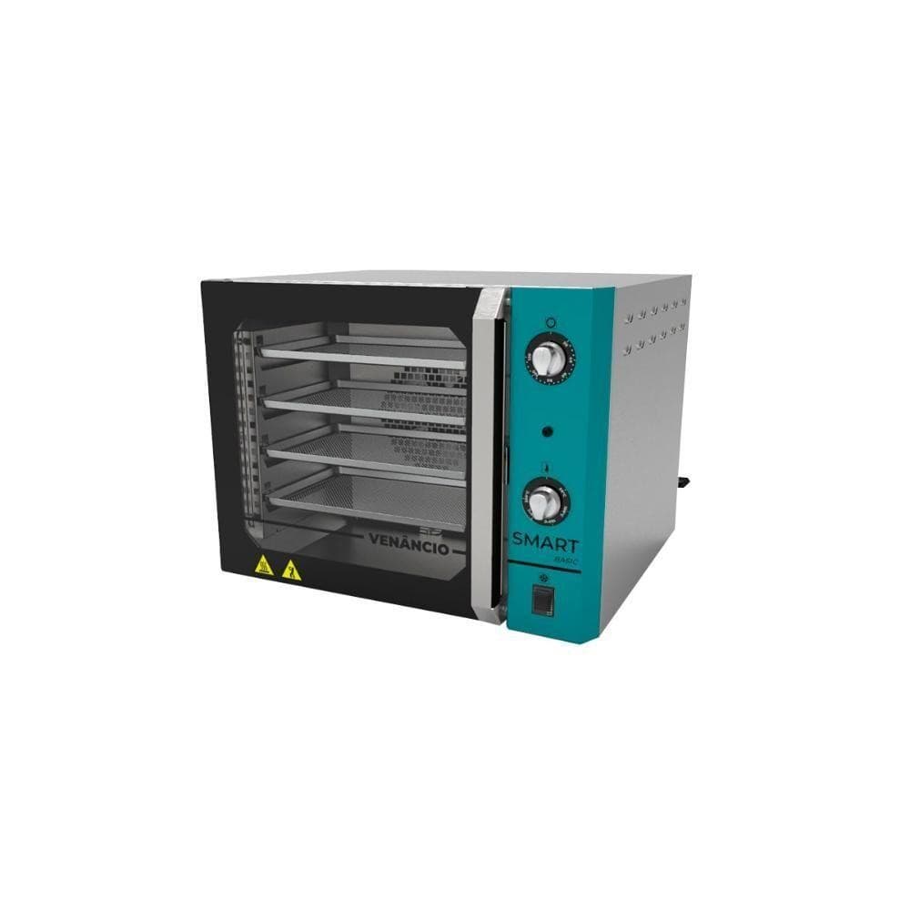 Forno Turbo Convector Elétrico Smart Basic 4 Esteiras Inox e Painel Turquesa Venâncio 220v