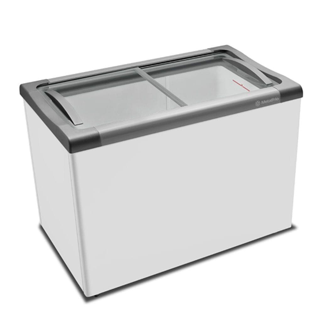 Freezer horizontal branco 292 litros com portas de vidro Metalfrio
