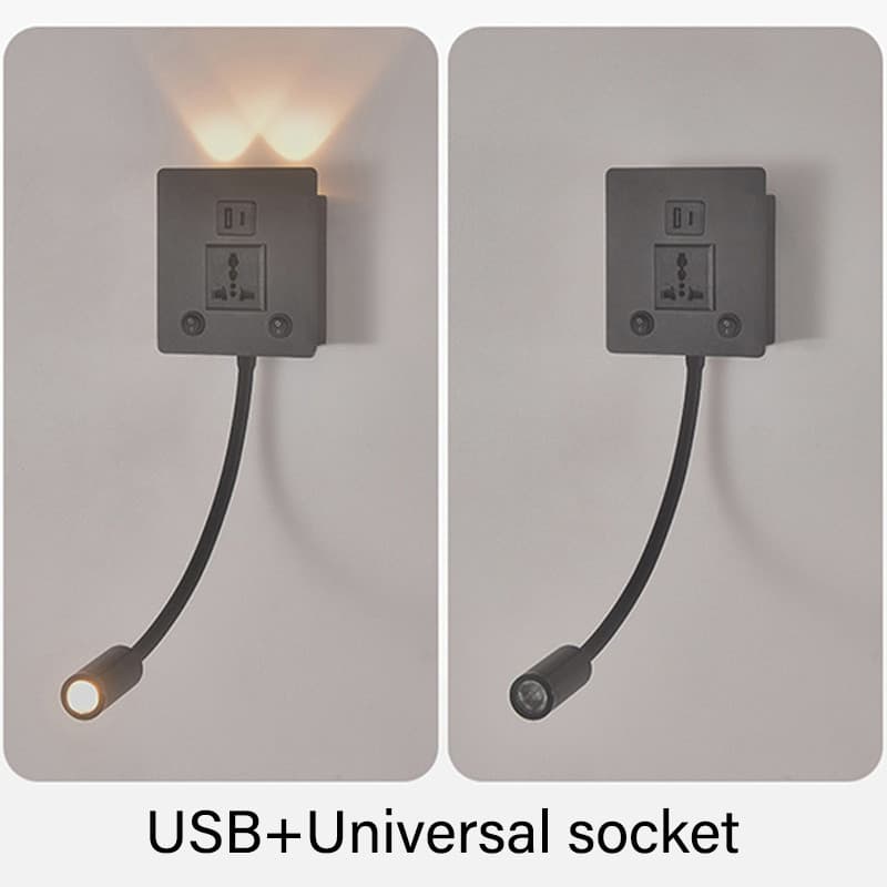 Luz de parede nórdica com USB e tomada universal cinza