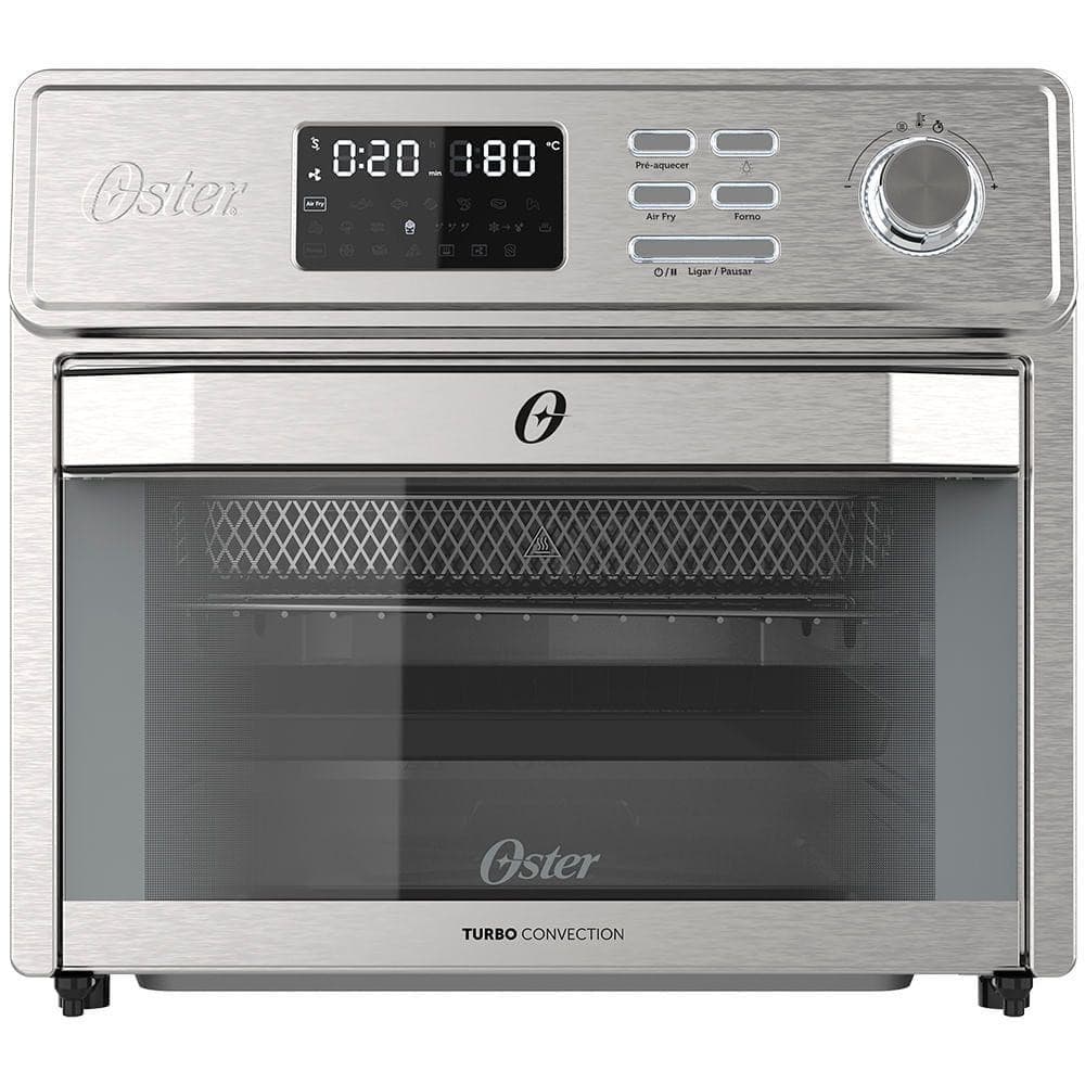 Forno e fritadeira Oster 25L, aço inoxidável, múltiplas funções, Turbo Convection