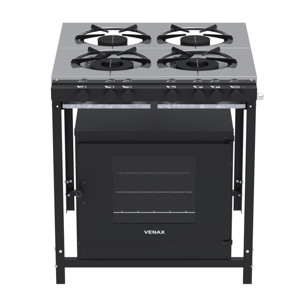 Fogão a Gás Industrial 4 Bocas Venax NFFI430-2 Gourmet - Preto com Forno