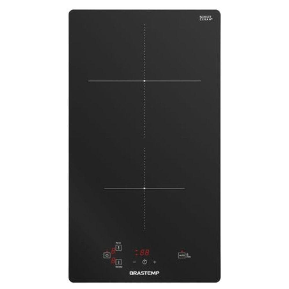 Cooktop Brastemp 2q Indução Função Especial Bdj31aebna 220V com superfície de vidro preto