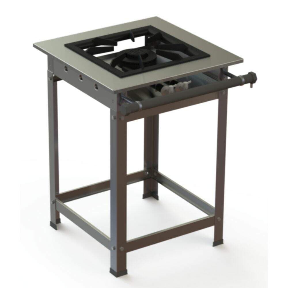 Fogão Industrial Inox 40x40 P10 1 Boca Baixa Pressão QD JS Martins