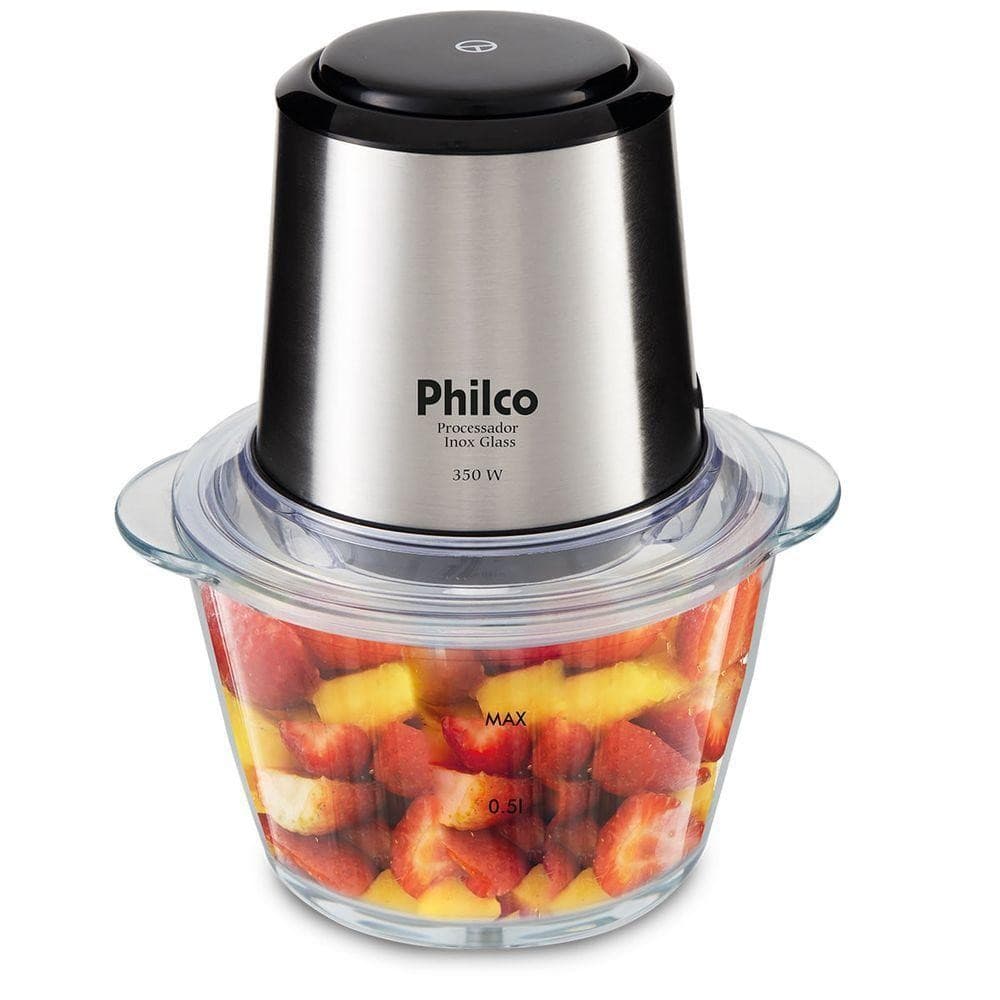 Processador Philco Inox Glass 1,2L 350W Função Pulsar PPS01I 220V