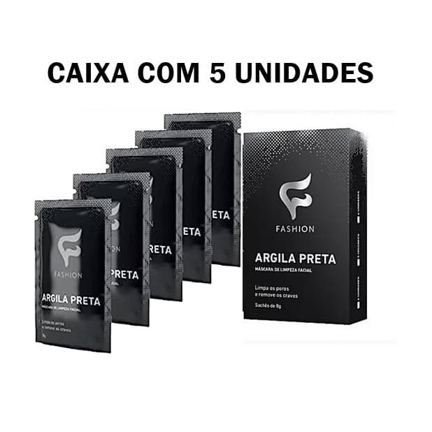 Argila Preta Máscara De Limpeza Facial E Cravos - Sachês C/05 unidades 8g - Fashion Cosméticos
