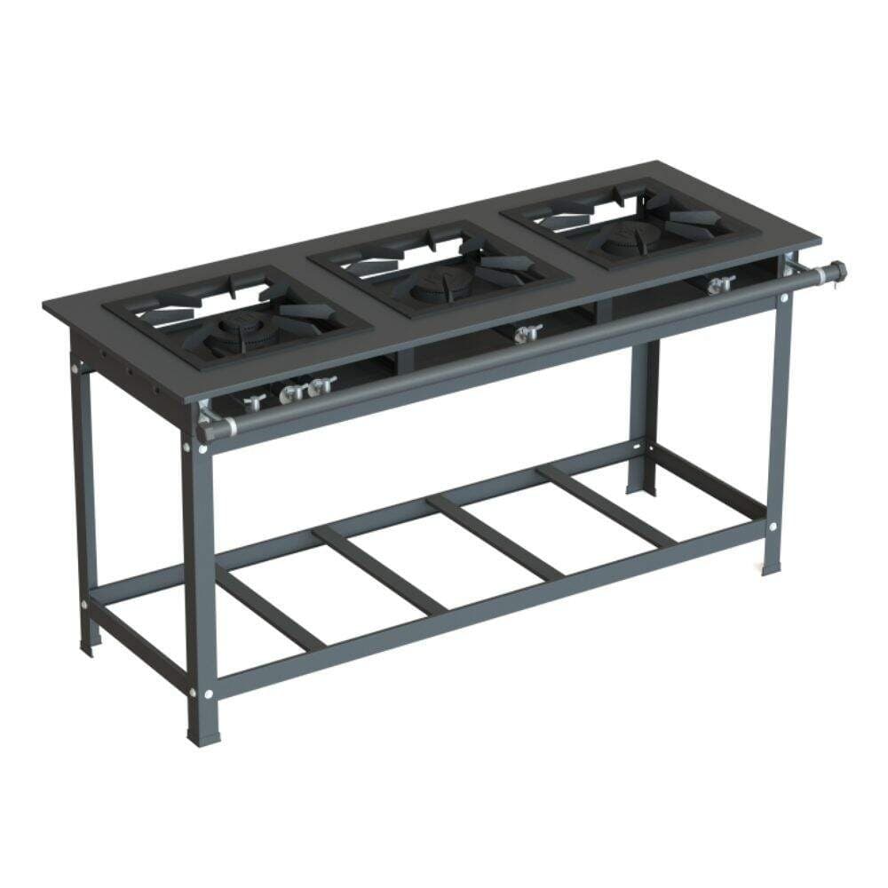 Fogão Industrial 40x40 P10 3 Bocas Baixa Pressão 2 QS 1 QD JS Martins