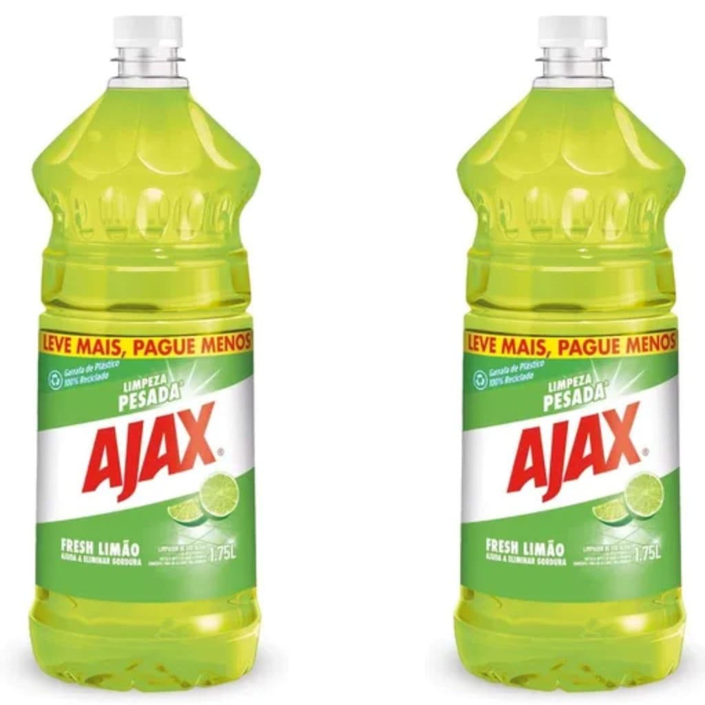 Limpador Perfumado Ajax Limpeza Pesada Fresh Limão 1,75 Litro Kit com 2