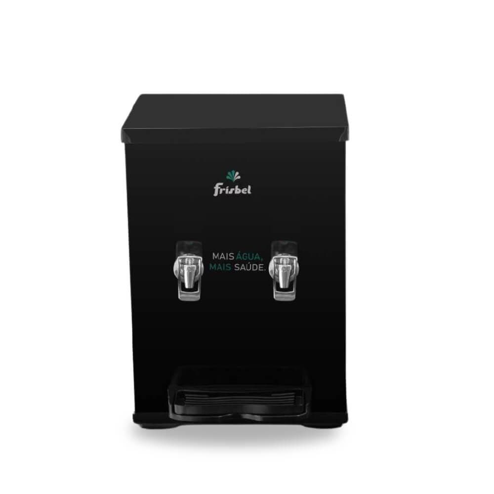 Bebedouro industrial de mesa Frisbel 10 litros com duas torneiras, uma gelada e outra natural, em preto