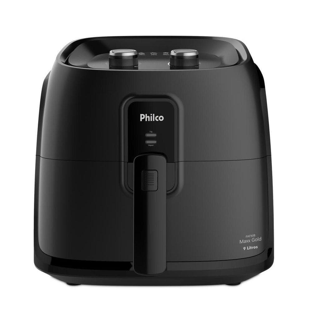 Fritadeira de ar Philco 9L Maxx Gold preta com cesto quadrado