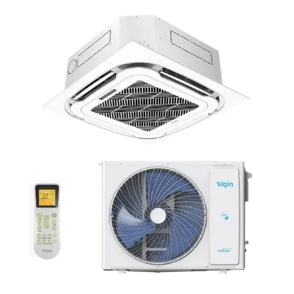 Ar Condicionado Inverter Elgin Cassete 36000 Btus Frio Eco R-32 com controle remoto em fundo branco