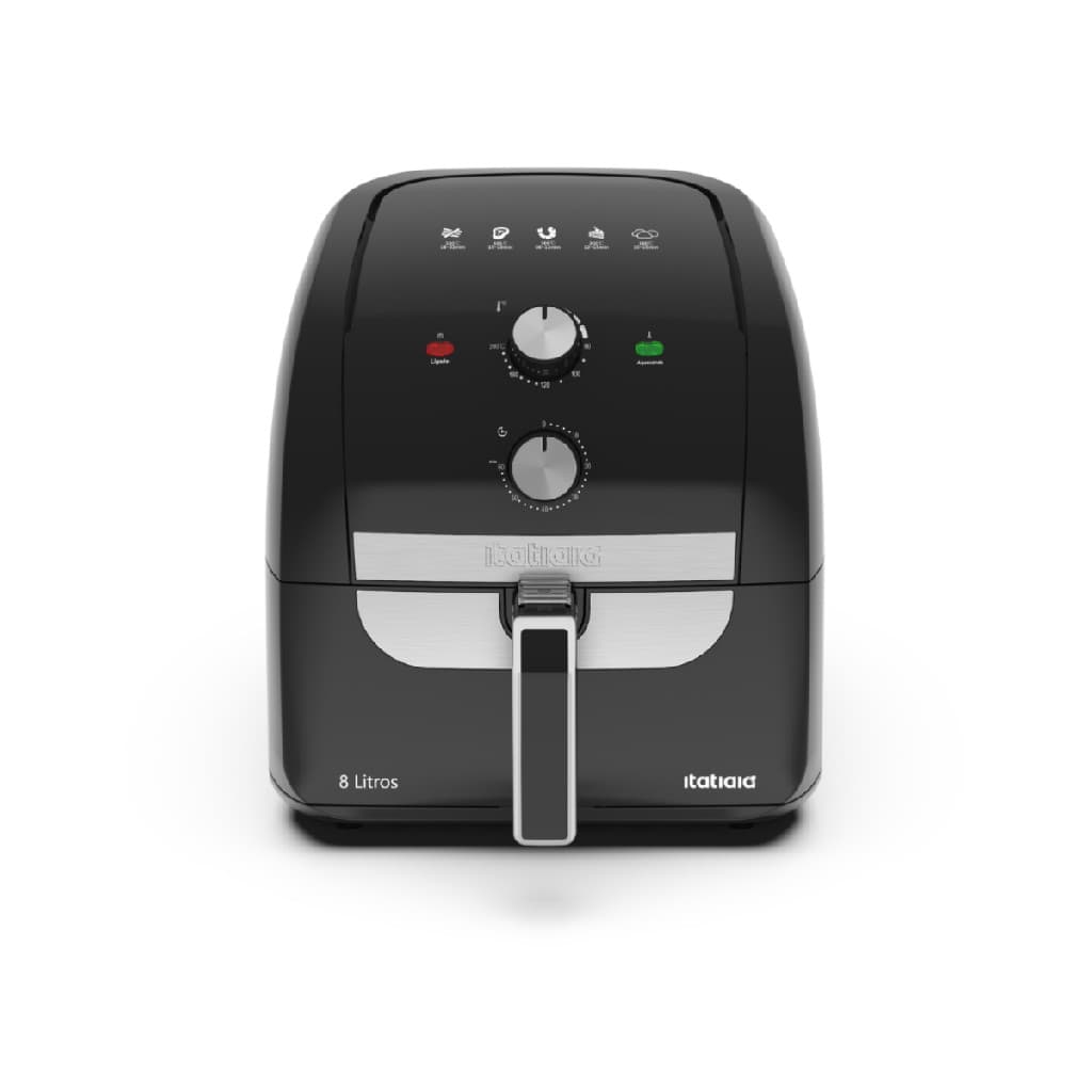 Fritadeira elétrica Itatiaia Air Fryer 8 litros preta com controles e visor digital