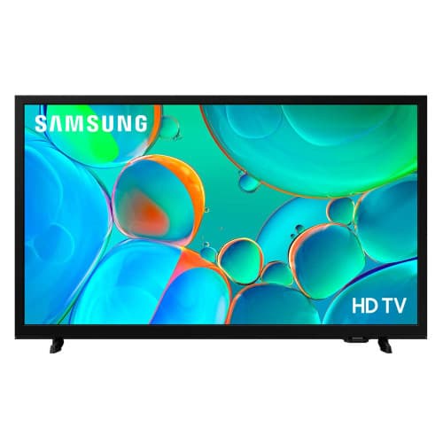 Samsung Smart TV 32 polegadas HD H5000F com tela de bolhas de água e logotipo da Samsung