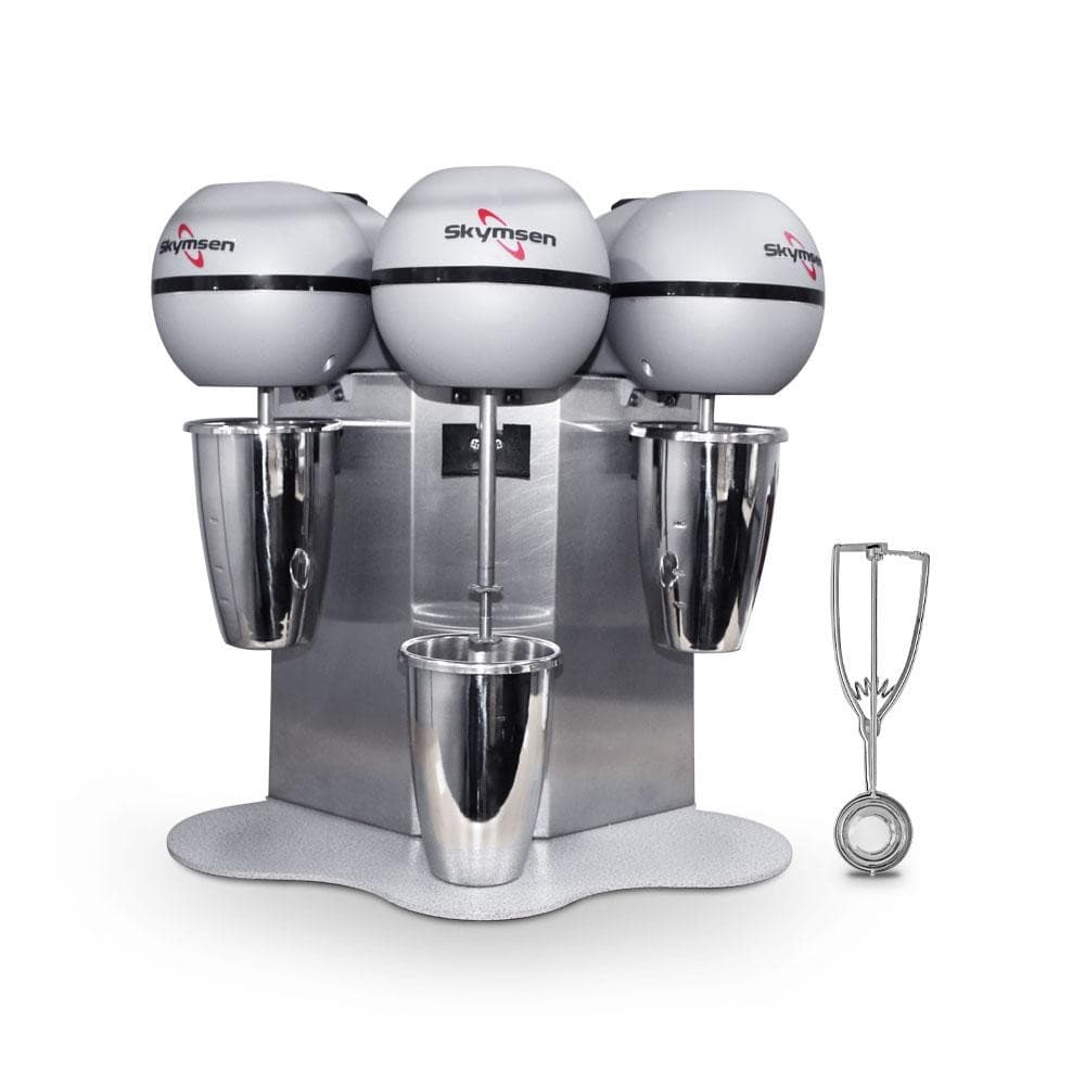 Batedor de Milk Shake 3 Copos 0,8L Profissional Inox BMS-3 127V Skymsen + Concha de Sorvete Extrator