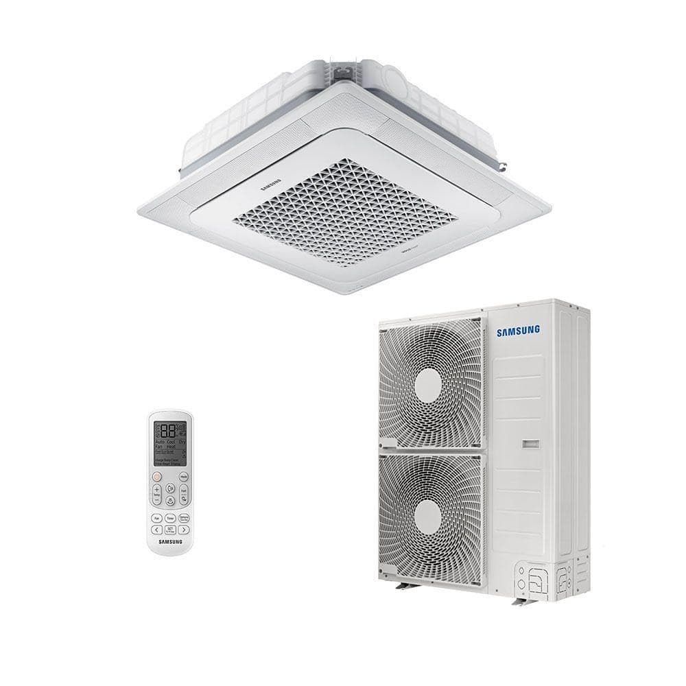 Ar condicionado split cassete inverter Samsung WindFree 47.000 BTUs, unidade interna e externa com controle remoto