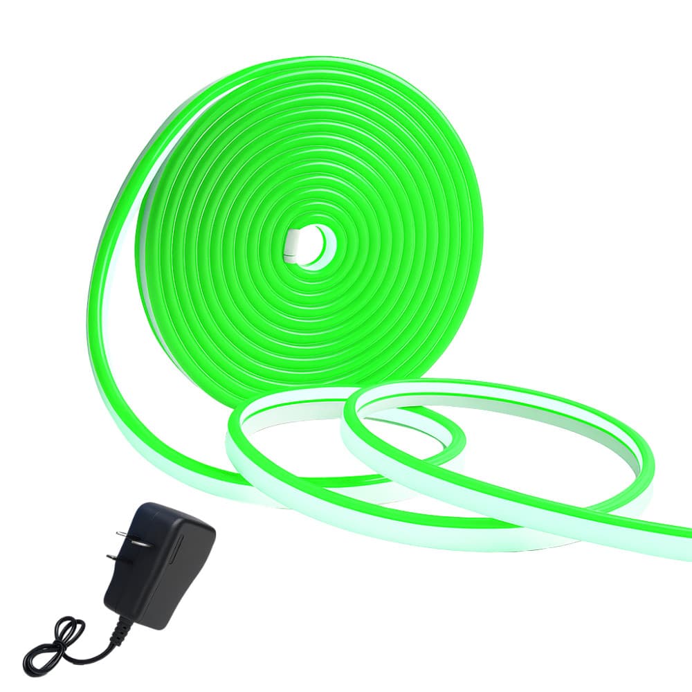 Fita LED neon verde 12v 5m IP65 com fonte de alimentação