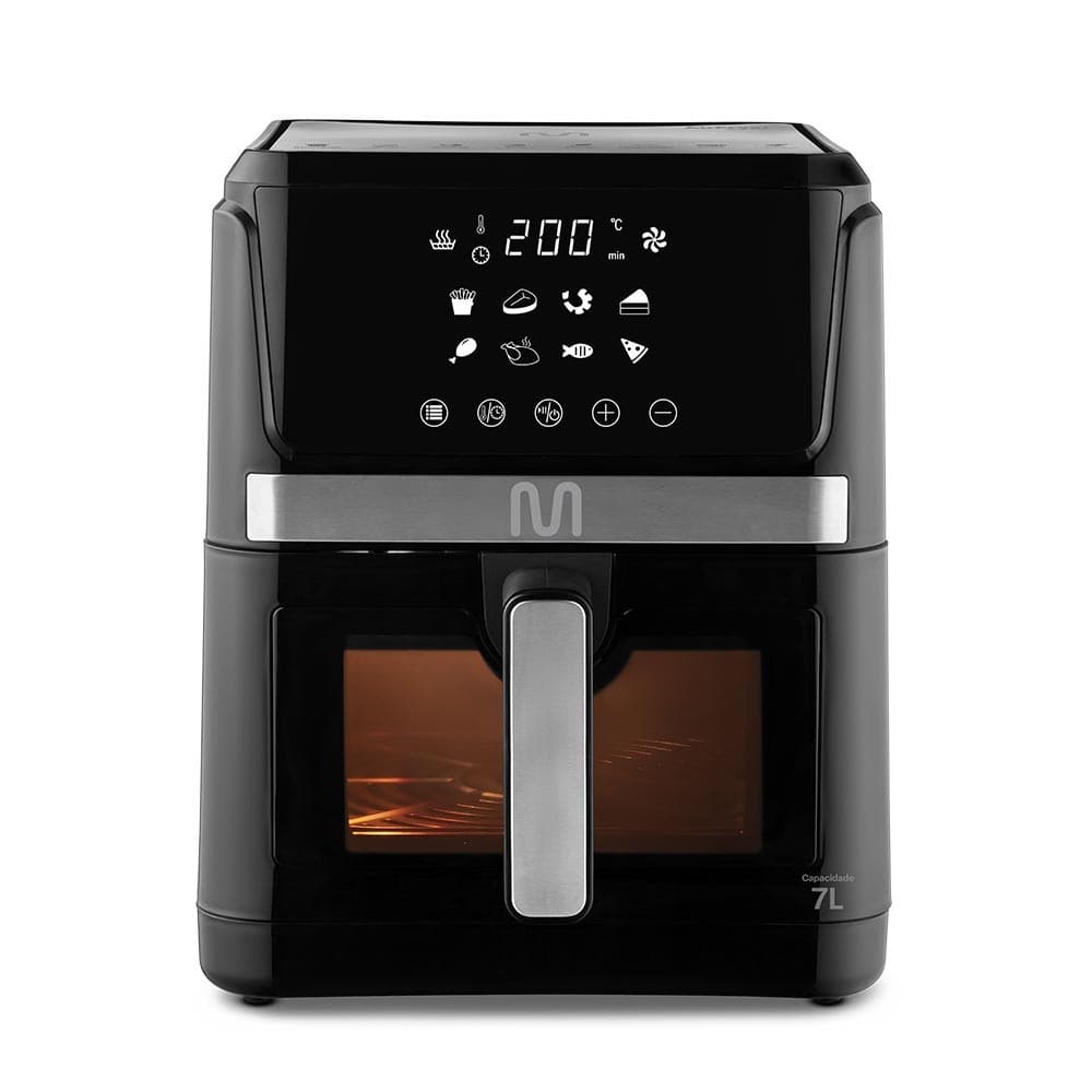 Fritadeira elétrica sem óleo Air Fryer 7L com visor digital e controles touch - Multi Home GO224