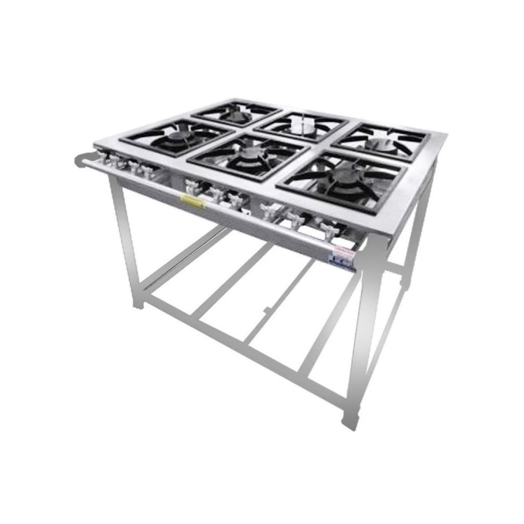 Fogão Industrial 6 Bocas Simples e Duplo Inox 30X30cm P7  Copametal
