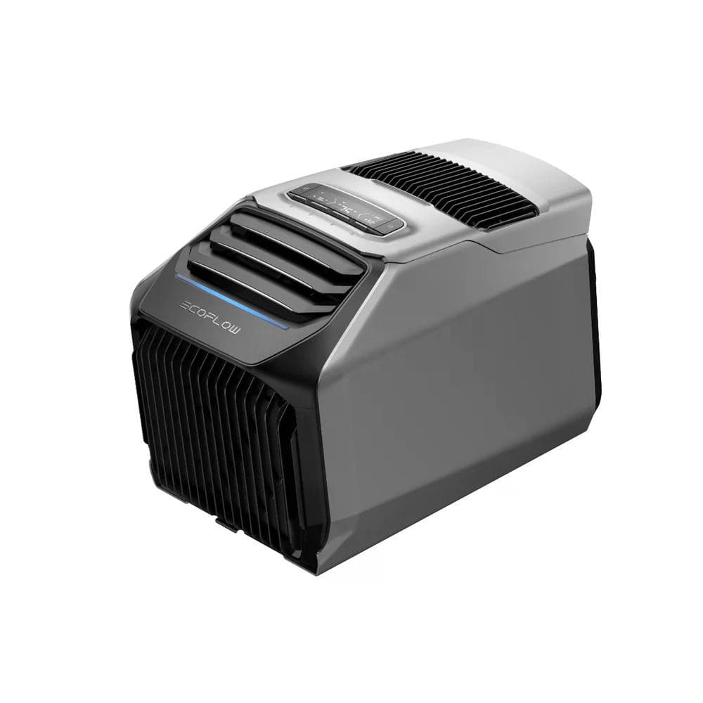 Ar Condicionado Portátil EcoFlow WAVE 2, preto e cinza, isolado em fundo branco.