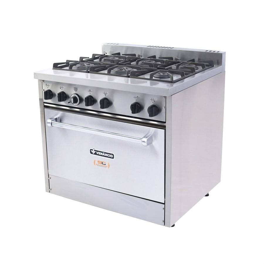 Fogão Inox Profissional Venâncio FDB6F 6 Bocas com Forno
