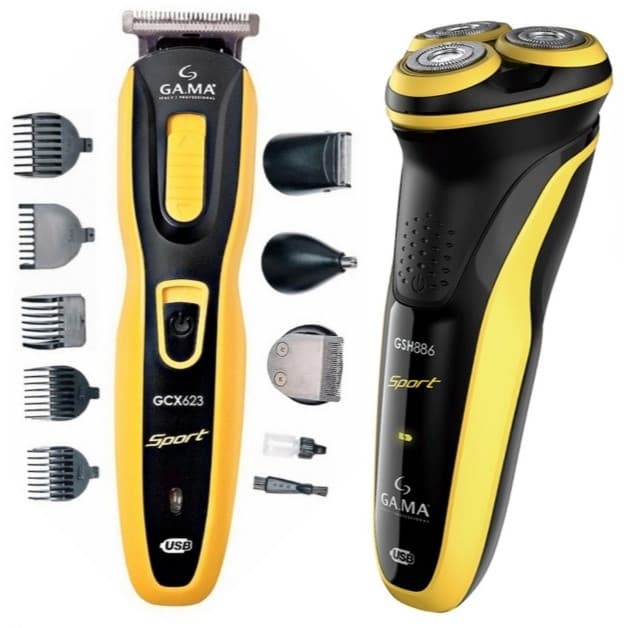 Maquina De Cortar Cabelo Gama GCX623 5 Pentes e Barbeador Profissional GSH886 Corta Rente a Pele Aparador De Costeletas Orelha Nariz Ouvido Aparador De Pelos - Bivolt