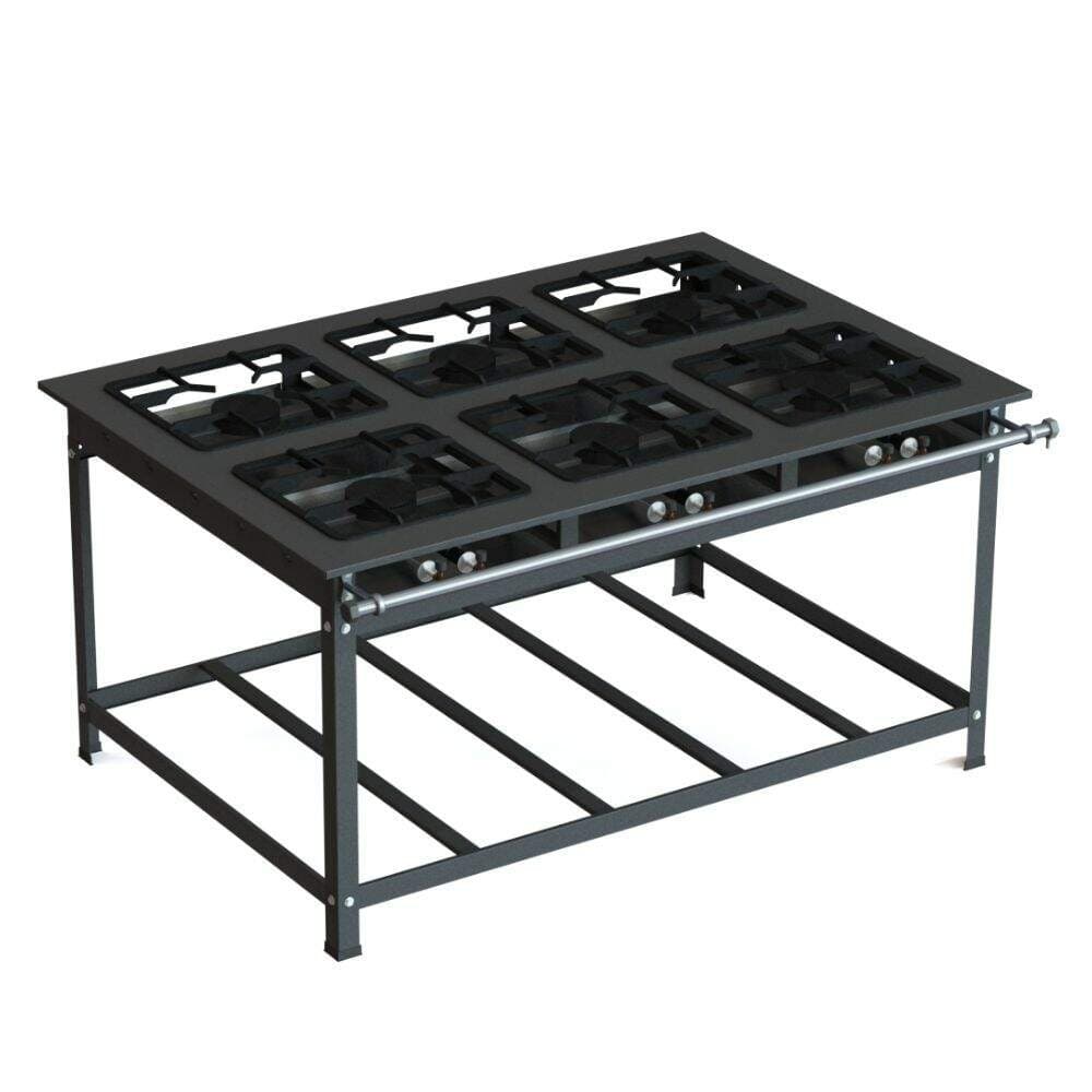Fogão Industrial 40x40 P10 6 Bocas Alta Pressão JS Martins