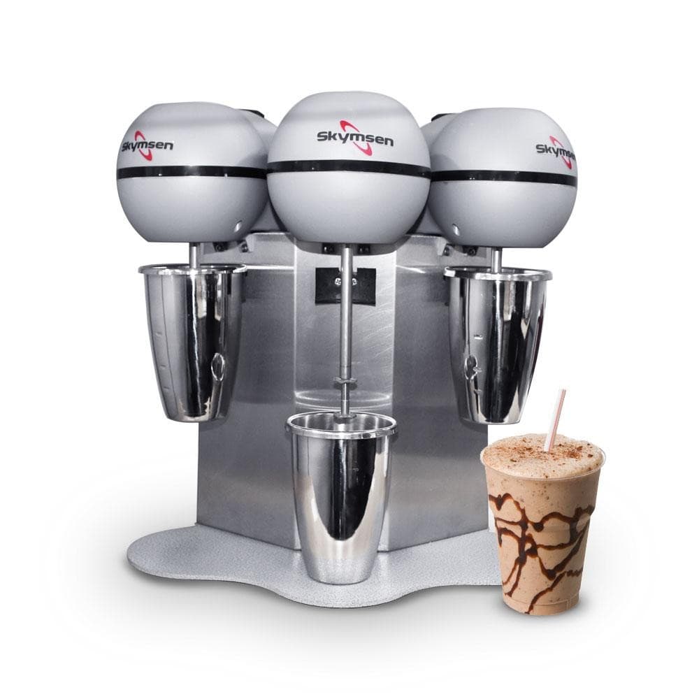 Batedor de Milk Shake Copo Inox 3 Hastes BMS3N Skymsen com copo pronto