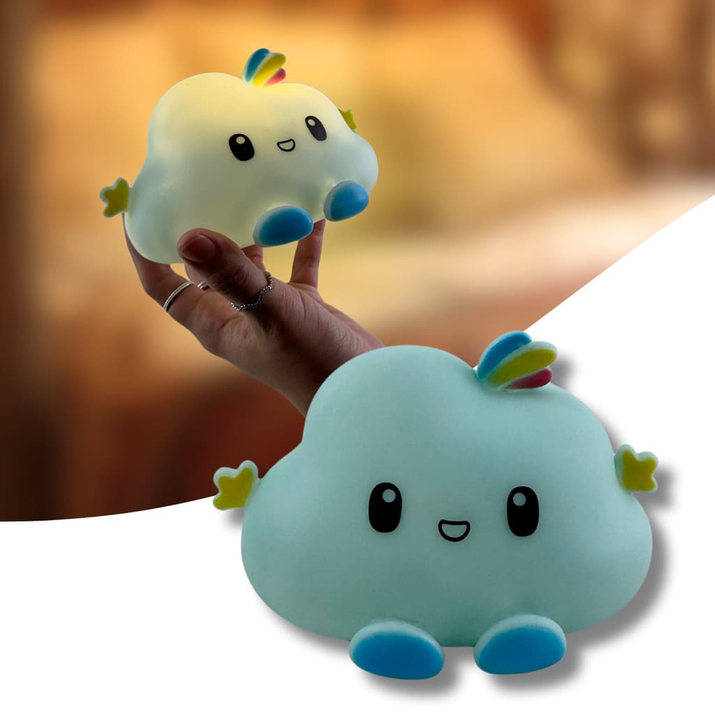 Luminária Infantil Nuvem 3D abajur Noturno Mesa quarto decoração infantil azul céu bebê menino