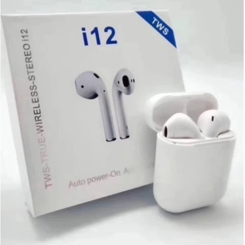 Caixa e fone de ouvido sem fio i12 TWS Bluetooth branco
